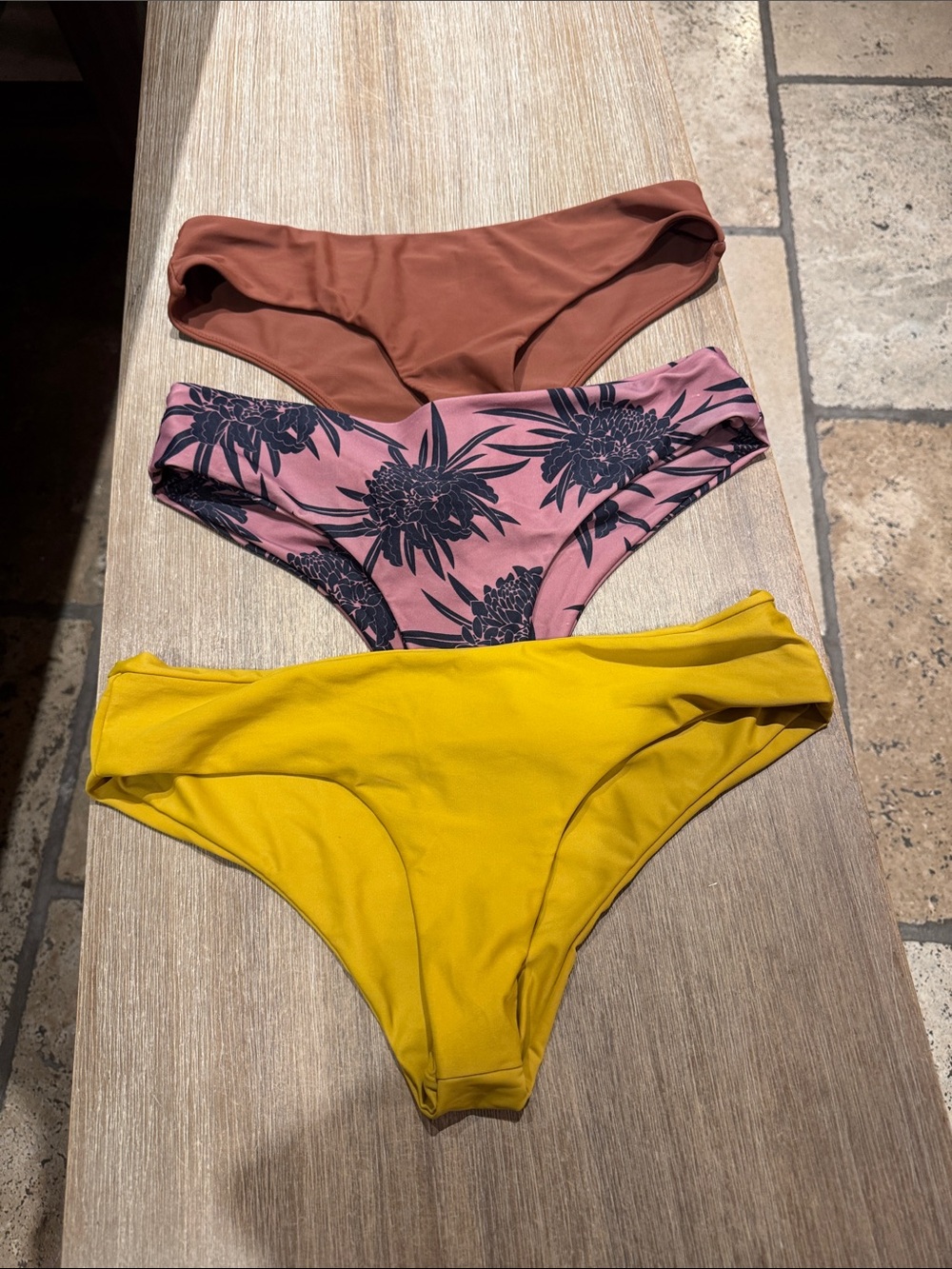MIKOH 3-Pack Bikini Bottoms - Mustard, Mauve Floral & Rust